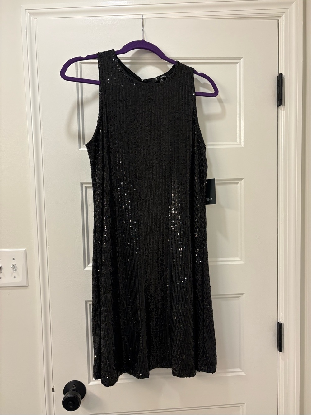 Shine and Dine Sequin Shift Dress - Black